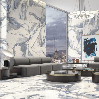 Nome Blue Marble Gloss Porcelain Tile – 1200x1200mm