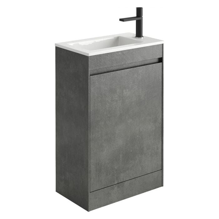 Oscar 545mm Floor Standing Cloakroom Vanity Unit with Ceramic Basin in Concrete