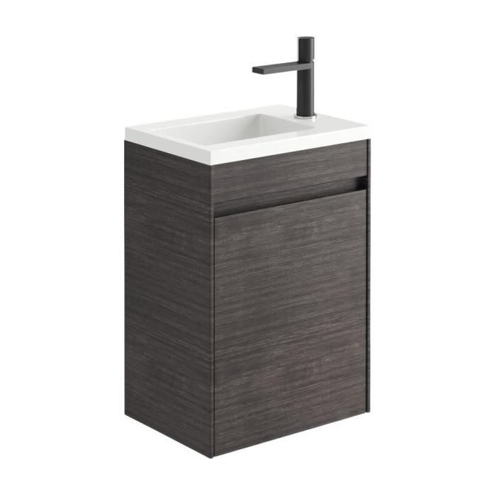 Oscar 545mm Wall Hung Cloakroom Vanity Unit with Ceramic Basin in Leached Oak