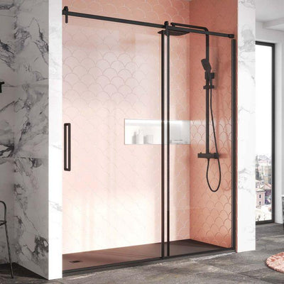 Raya 1600mm Black Sliding Shower Door