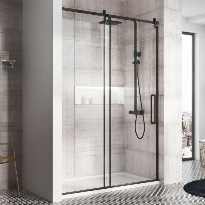 Raya 1500mm Black Sliding Shower Door