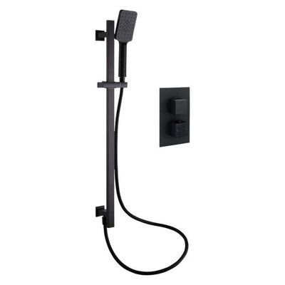 Liberty Single Outlet Square Concealed Valve with Slide Rail Kit - Black