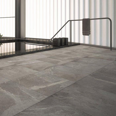 Tempe Anthracite Random Print Porcelain Tile - 495x495mm