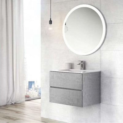 Venice Wall Mounted Vanity Unit Concrete & White Resin Basin 600mm - Interiors Home Stores