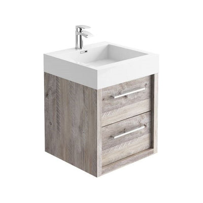 Hermoine 500mm Wall Mounted Vanity Unit & Basin - Light Sawn Oak Effect