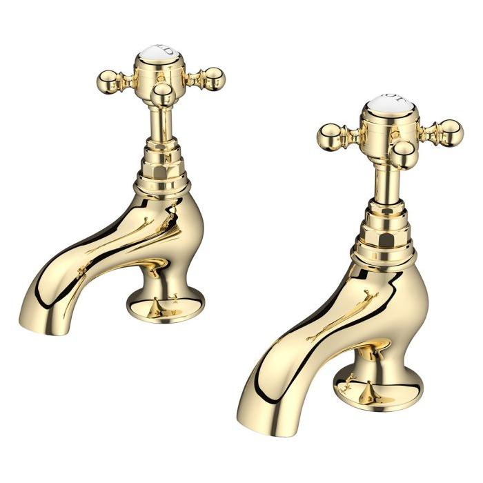 Winston Bath Pillar Taps - English Gold